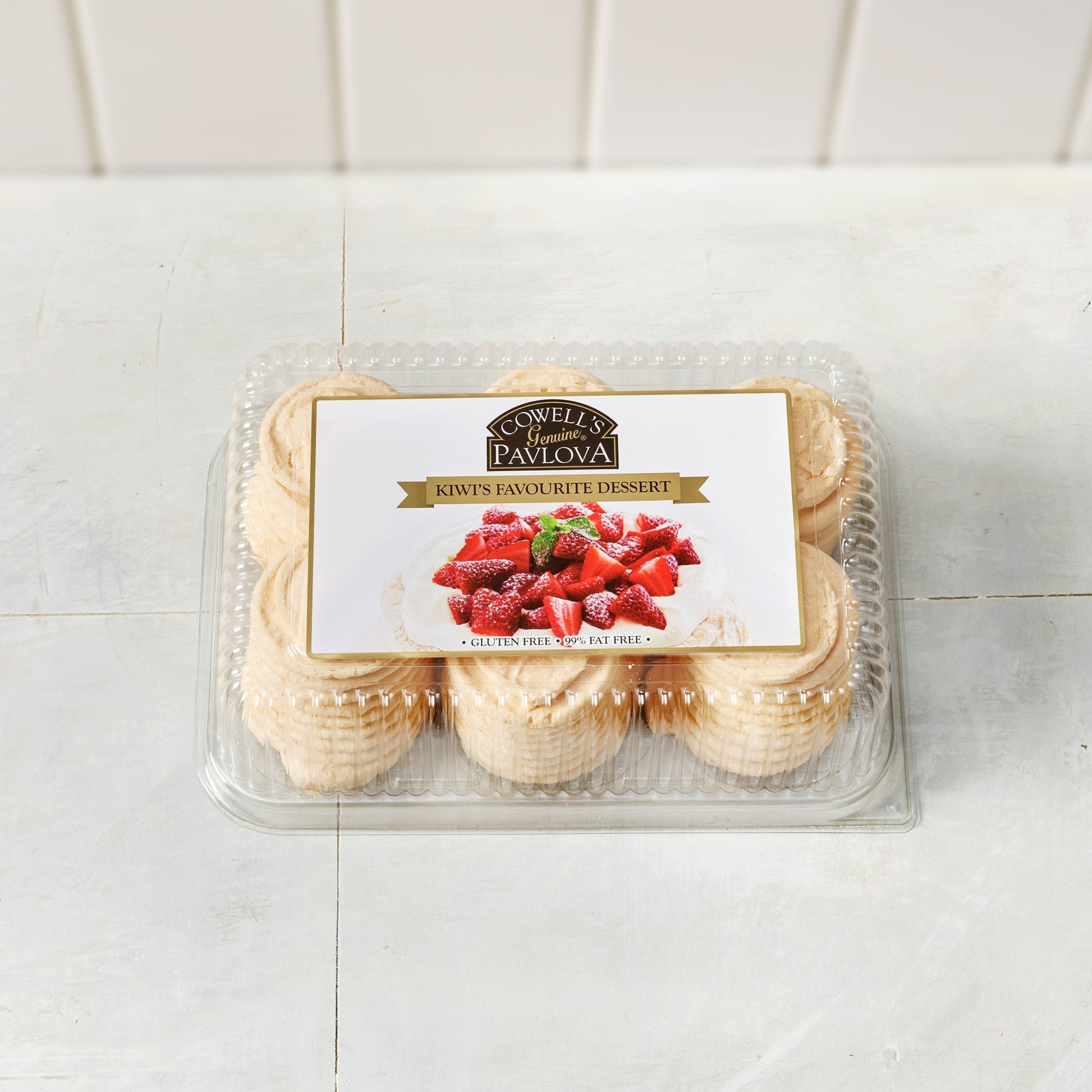 Cowell's Mini Pavlovas 6 pack in packaging