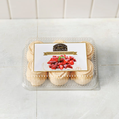 Cowell's Mini Pavlovas 6 pack in packaging