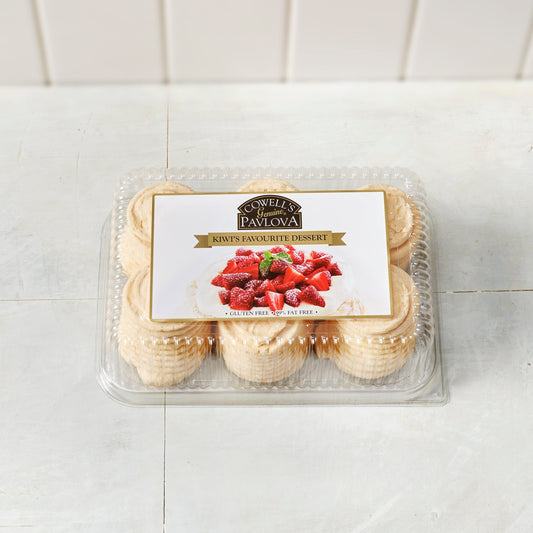 Cowell's Mini Pavlovas 6 pack in packaging